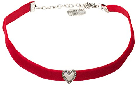 Alpenflüstern Trachten-Samt-Kropfband Strassherz - nostalgische Trachtenkette enganliegend, Kropfkette elastisch, Damen-Trachtenschmuck, Samtkropfband schmal (in traditionellen Farben) DHK321