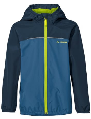 VAUDE Regenjacke Kinder Turaco III in Blau – wasser- & winddichte Outdoor-Jacke für Kinder, atmungsaktiver Kinder Windbreaker mit Kapuze – Größe: 122