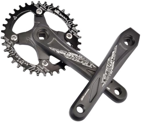 LSRRYD Single Speed Vierkantachse Kurbelgarnitur 170mm 175mm Aluminiumlegierung Mountainbike Kurbelarm Set 32T 34T 36T 38T 40T 42T 64/104 rundes Schmales Breitzahn Kettenblatt