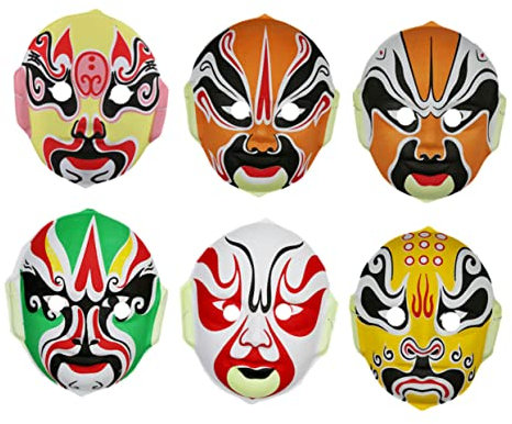 Garneck 6stücke Teiliges Chinesischer Opernmasken Für Junge Mädchen Halloween-partymaske Cosplay-Requisiten Partyzubehör Umweltfreundlicher Kunststoff