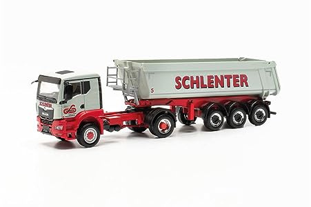 herpa 316651 | Miniaturmodell | MAN TGS NN (4x4) | Schmitz Rundmulden-Sattelzug | Schlenter Aachen | Maßstab 1:87 | Sammlerstück
