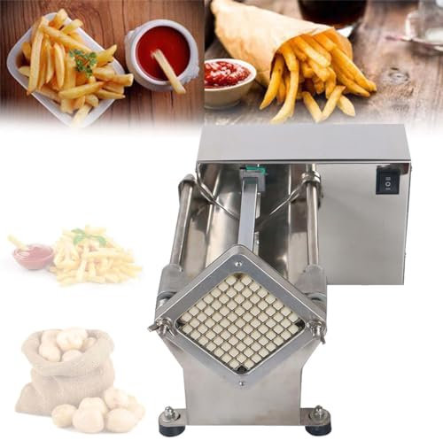 Coupe-pommes de Terre électrique,Râpe à Légumes électrique,Coupe-frites de Commerciale,Coupe-frites Professionnel,Machine à Frites électrique Pour Pommes Carottes Oignon,12mm