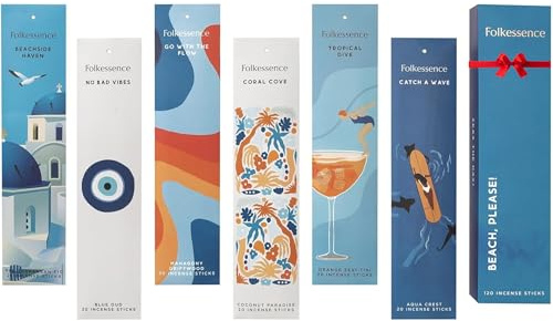 Folkulture Räucherstäbchen, Oud, Kokosnuss 6er-Set (120 Incense) | Meditation, Aromatherapie | Ohne Holzkohle, Bio, ungiftig, 45 Minuten Brenndauer, langanhaltender Sommerduft