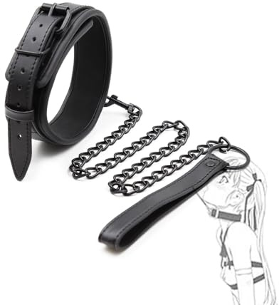Svart mjukt läder PU läder halsband Justerbar, mjuk och bekväm för makar och nattklubb fruar