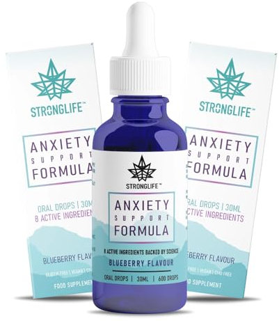 Stronglife Anxiety Relief for Adults | Natural Stress & Calm Support Drops with Ashwagandha & Valerian Root | Herbal Relaxation Supplement for Sleep & Focus | 30ml Dropper