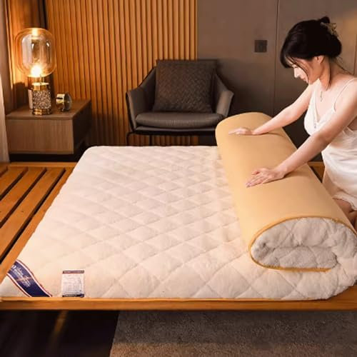 Rollmatratze Verdickte Tatami-Rollmatratze, Einzelbett, weich und hart, mittelschweres Bodenbett, universell for alle Jahreszeiten, zu Hause und im Freien (Color : White, Size : 180cm*200cm)