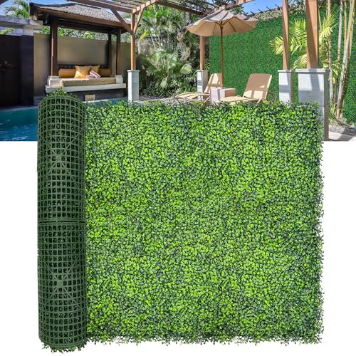 DOPGIB Künstliche Buchsbaum-Rolle, 355,6 x 101,6 cm, UV-Schutz, Efeublätter, Graswand für Terrasse, Balkon, Privatsphäre, Garten, Hinterhof, Grünwand, Sichtschutzzaun, Hintergrund und Zaun-Dekoration