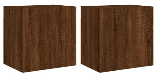 vidaXL Väggmonterad tv-skåp 2 st brun ek 40,5x30x40 cm konstruerat trä, väggenhet, väggmonterad TV-enhet, väggmonterat skåp, TV-väggenhet, hängskåp