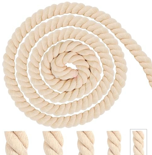 Cordoncino di cotone macramè, 8 mm, 5 m, corda in cotone, colore beige, corda di cotone, per decorazioni, lavori di fai da te, artigianato, giardinaggio, confezione regalo