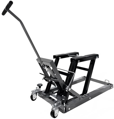 MaxWorks 50935 680.4 kg Kapazität ATV UTV Scherenhebebühne Wagenheber mit 4 Rädern Tragbarer Motorrad-Hebetisch Hydraulischer Fußbetätigungsständer für Motorrad ATV UTV Powersports