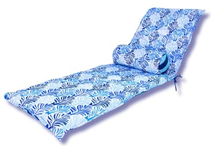 Cojín para Tumbona con reposacabezas - Impermeable, Resistente a los Rayos UV y Muy cómodo - Colchón para Tumbona y Cama de Sol - Estampado Hojas - Déco Arts
