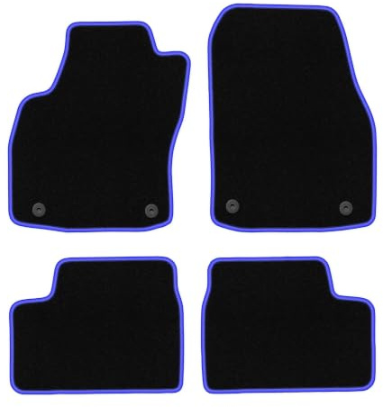 Wielganizator Alfombrillas para Opel Astra H Sedán, Estate, TwinTop, Cabrio, Coupé 2003-2010 – Terciopelo – Accesorios para Coche – Alfombrillas de Coche – 4 Piezas – Color Negro y Azul