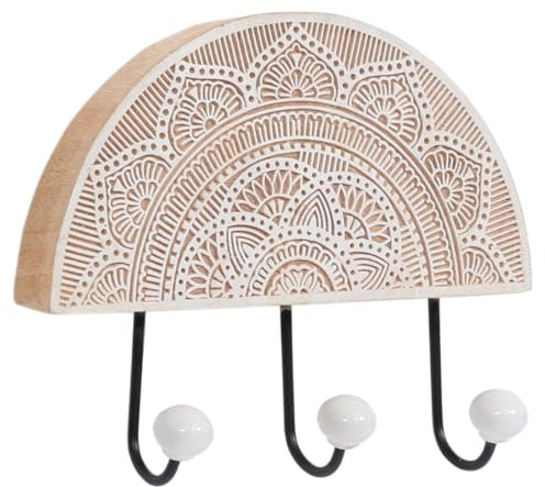 Boho Garderobenhaken Angad handgefertigt aus Holz 19 cm handgemacht