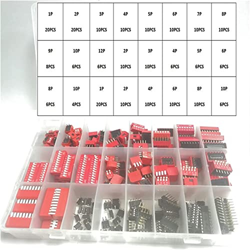 Schiebeschalter 234PCS Schiebeschaltermodul 1 2 3 4 5 6 7 8 9 1012 PIN 2,54 mm Position Weg DIP/SMD Pitch Potentiometer mit Schaltersatz industrieller Schalter