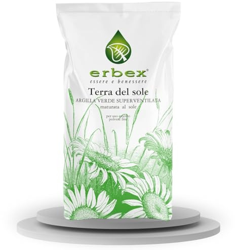 ERBEX - Argilla Verde Superventilata | 100% Italiana | Maturata al Sole | Priva di Gesso e Sabbia | Controlli Batteriologici | Viso e Corpo | 900+100 Grammi