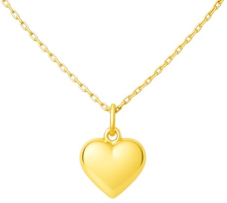 L'Atelier d'Azur Pendentif Or 18 Carats 750/000 Jaune Motif Coeur - Collier Chaine Dorée Offerte