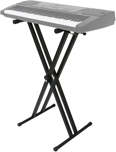 LALAHO Keyboardständer und Keyboardhocker Set, 6 Stufen Höhenverstellbarer Doppel-X-Förmiger Klavierständer, Klappbarer Klavierhocker (4.38, Kilogramm)