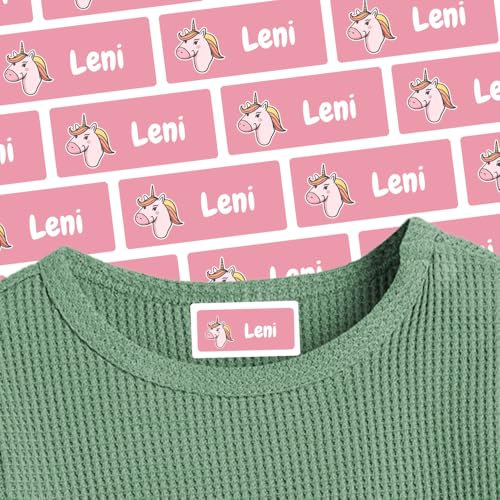 Etiketten mit Einhorn-Motiv für Shirts & Co (125 Sticker) – Namensetiketten für deinen Rucksack oder Textilien – Geeignet für die Waschmaschine, Spülmaschine, Geschirrspüler – 30 x 13 mm