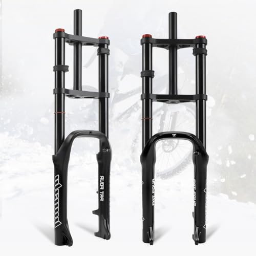 BSFHQS 20 Zoll Fatbike Fahrradgabel 4,0'' Reifen Scheibenbremse 120mm Federweg QR Mountainbike Luftfedergabel Stoßdämpfer 1-1/8 Mountain Front Gabel Gabel Zugstufe Einstellbar 2880g(Black)