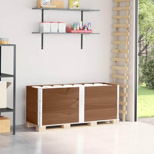 Juroupi Pallet Collars 3 pcs Brown 150x50 cm Solid Wood Pine,Pallet Collars,Versatile for Storage or Raised Garden Bed,Space Saving-3295381