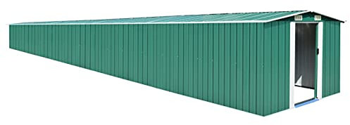 ShGaxin Trädgårdsskjul galvaniserat stål grön 257 x 990 x 181 cm, ytterskåp trädgård, trädgårdsskjul, förvaringsskjul, trädgårdshus, utomhus trädgård 47036
