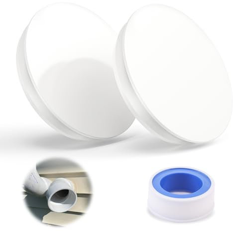 110mm Plastic End Cap, 2Pcs Waste Water Cap, PVC Pipe Cap Fitting, Decorative Wall Hole Cover, Sewer Pipe Protective Cover with Raw Material Tape, Ventilation Pipe Cover for Waterproof Sealing Plugs