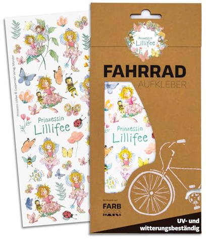 Farbviereck Prinzessin Lillifee der Schmetterlingspalast Aufkleber für Fahrrad - Roller - Kinderwagen - Helm Geschenk Fahrradaufkleber Lillyfee Outdoor Aufkleber wetterfest wasserfest | K0024