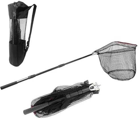 Fishing Net with Handle with Storage Bag,Portable Telescopic Fishing Net Telescoping Handle,Fish Net,Fishing Nets,Extend to 40-63 Inches for Kids Men Women (1 Pack - 50 Full + 1 Carry Bag)