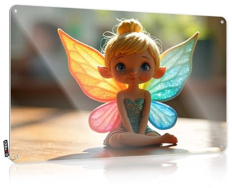 Sign For Bedroom Door Enchanted Fairy Doll With Rainbow Wings Tin Sign Tin Wall Decor Cheers Tin Sign(20X30CM)