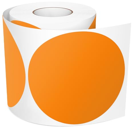 Meitaat 300 Piezas Pegatinas Redondas Naranjas Gomets Circulares 100 mm Etiquetas Adhesivas de Puntos en Vinilo Impermeables y Resistente al Rasgado per Rollo