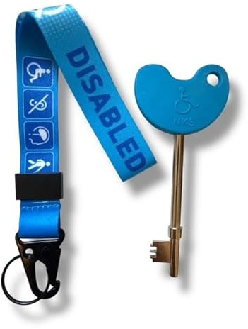 PAC Supplies Global NKS Radar Toilet Key with Disabled Wrist Strap Lanyard, Blue