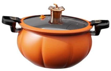 LSNNMU Casserole Dish 5L/8L Micro Pressure Pot Non Stick With Lid Pumpkin Shaped Soup Pot Cooking Pot Saucepan For Food Tea Soup Noodles Milk Cookware(5L)