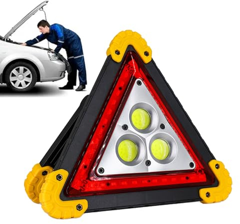 Triangoli di avvertimento per auto - ricaricabile ricaricabile ricaricabile con cavo di ricarica USB | Segni di sicurezza leggeri | COB La luce di avvertenza del triangolo di emergenza del proiettore