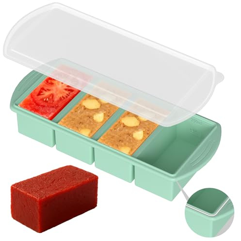 Souper Cube Silikon Gefrierform mit Deckel – 1-Cup Portionierer für Suppe, Brühe & Aufläufe – BPA-freie, stapelbare Gefrierbehälter für Meal Prep in Mintgrün
