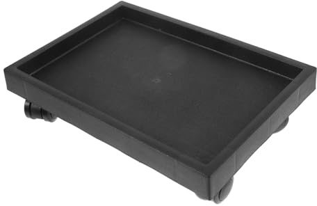 Didiseaon Supporto Mobile per Vasi di Fiori con Ruote in Vetro Temperato Rettangolare, sotto Vassoio per Piante da Interno per Facilità di Spostamento e Raccolta Acqua