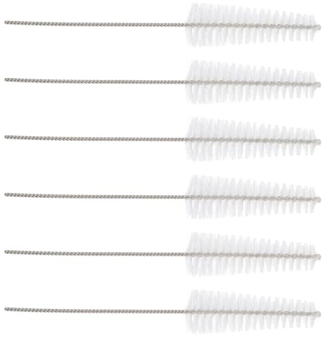 HOLIDYOYO Hearing Aid Cleaning Brush Set 6pcs with Nylon Bristles Small Cleaning Rod for BTE Hearing Aid Tubes Ventilation Earwax Removal Tool for Daily Maintenance