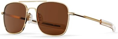 ACBLUCE Military Aviator Sunglasses for Men Women Polarized Classic Pilot Sunglasses with Metal Frame With Bayonet Temple 58mm Brown