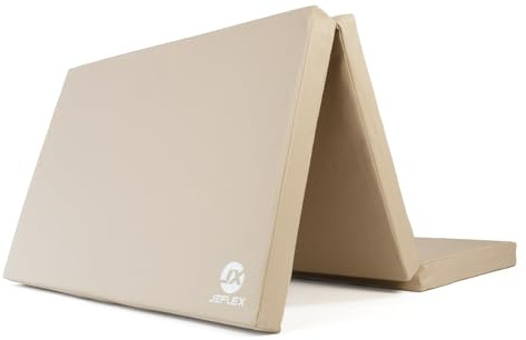 Jeflex - beige klappbare Weichbodenmatte & Turnmatte 210 x 100 x 8 cm MADE IN GERMANY/Gymnastikmatte tragbar/platzsparende Fitnessmatte & Yogamatte/Spielmatte für Kinderzimmer (Beige)