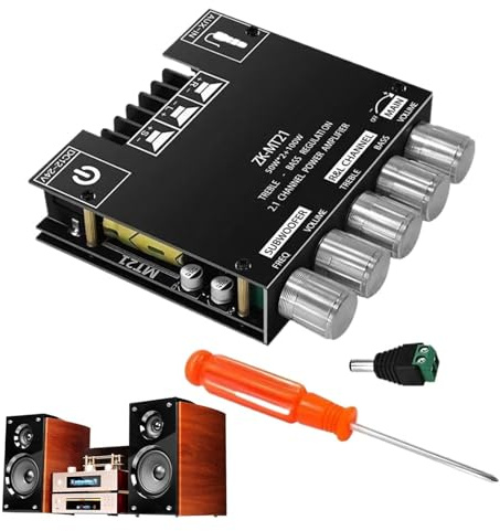 Audio Amplifier Board - Subwoofer Stereo Circuit, Hi-Fi Power Receiver, Triple Output Chipset | Wiring Accessory, Heavy Duty Synthetic Item to Build Sist