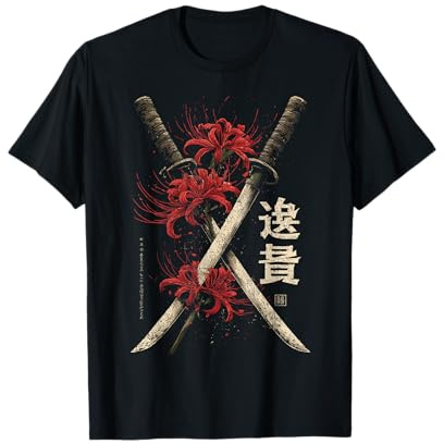 Ragno Rosso Giglio Fiore Katana Spada Anime Giapponese Otaku Maglietta