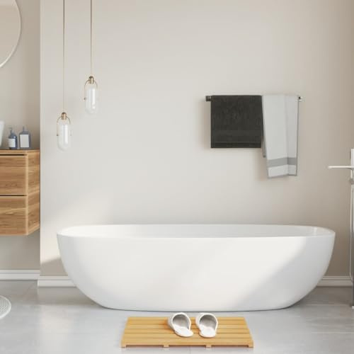 UBVNFGMK Bambus Badematte 54x36 cm, natürliche Bambusmatte Badezimmer mit erhöhtem Latten-Design für freien Wasser- und Luftdurchfluss, wasserfeste Duschmatte aus Bambus für Dusche,