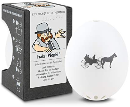 Fiaker PiepEi - Singende Eieruhr zum Mitkochen - Eierkocher für 3 Härtegrade - Wien Geschenk - Lustiges Kochei - Musik Eggtimer - Brainstream