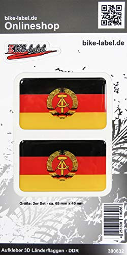 BIKE-label 300632 Aufkleber 3D Länder-Flaggen DDR 2 Stck je 65 x 40 mm