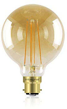 Integral 5 W = 40 W LED Coucher de soleil vintage 1800 K 380LM BC B22 à baïonnette Compatible variateur d'intensité 95 mm Globe lampe G95
