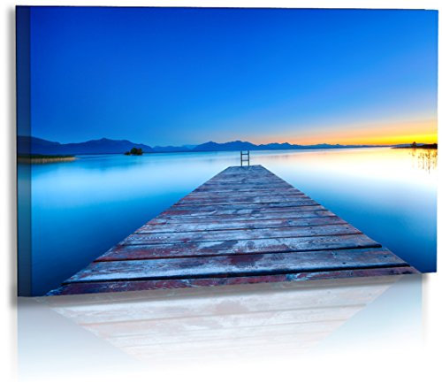 Fotoatelier Dirk Haas Premium Acrylglasbild XXL - Natur - Landschaft - Bild - Sonnenuntergang - Wellness - Chiemsee - Strand - Steg - Wasser - Acrylglas : 120 cm x 70 cm