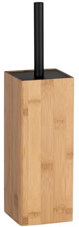 WENKO WC-Garnitur Mod. Padua, WC-Bürstenhalter aus Bambus, inkl. Toilettenbürste, geschlossen, 10 x 38 x 10 cm, Natur/Schwarz