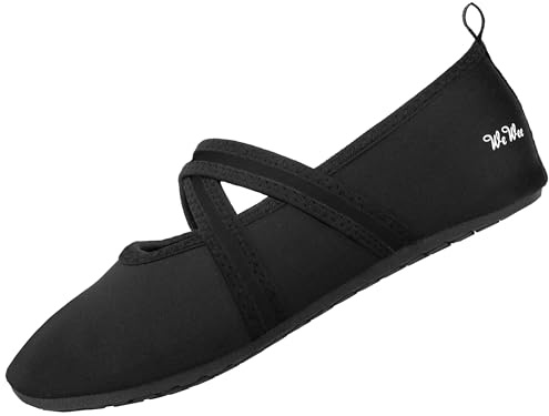 WeWee Las Sanas Zapatillas De Barfoot para Todo Uso Zapatillas Versátiles De Neopreno Minimalista con Un Aspecto Moderno De Bailarina (40/41 EU, Negro Cross)