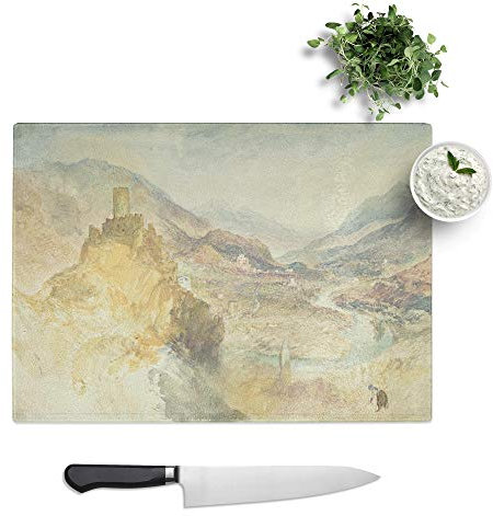 Kitchen Chopping Board Glass - J.M.W. Turner (Joseph Mallord William Turner) Chatel Argent - Textured Worktop Saver Cutting Board - Heat Resistant, Shatterproof and Hygenic - 28.5 x 20 cm