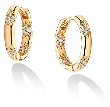 VACRONA Cubic Zirconia Huggie Hoop Earrings for Women 14k Gold Plated Tiny Earrings Small Huggie Hoops Earrings Simple Lightweight Hoops Gift