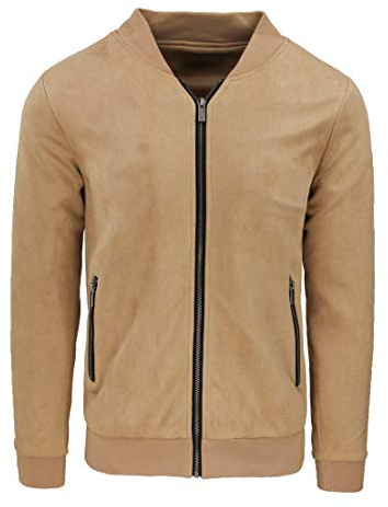 Evoga Giacca Giubbotto Uomo Scamosciato Slim Fit Giubbino Bomber chiodo